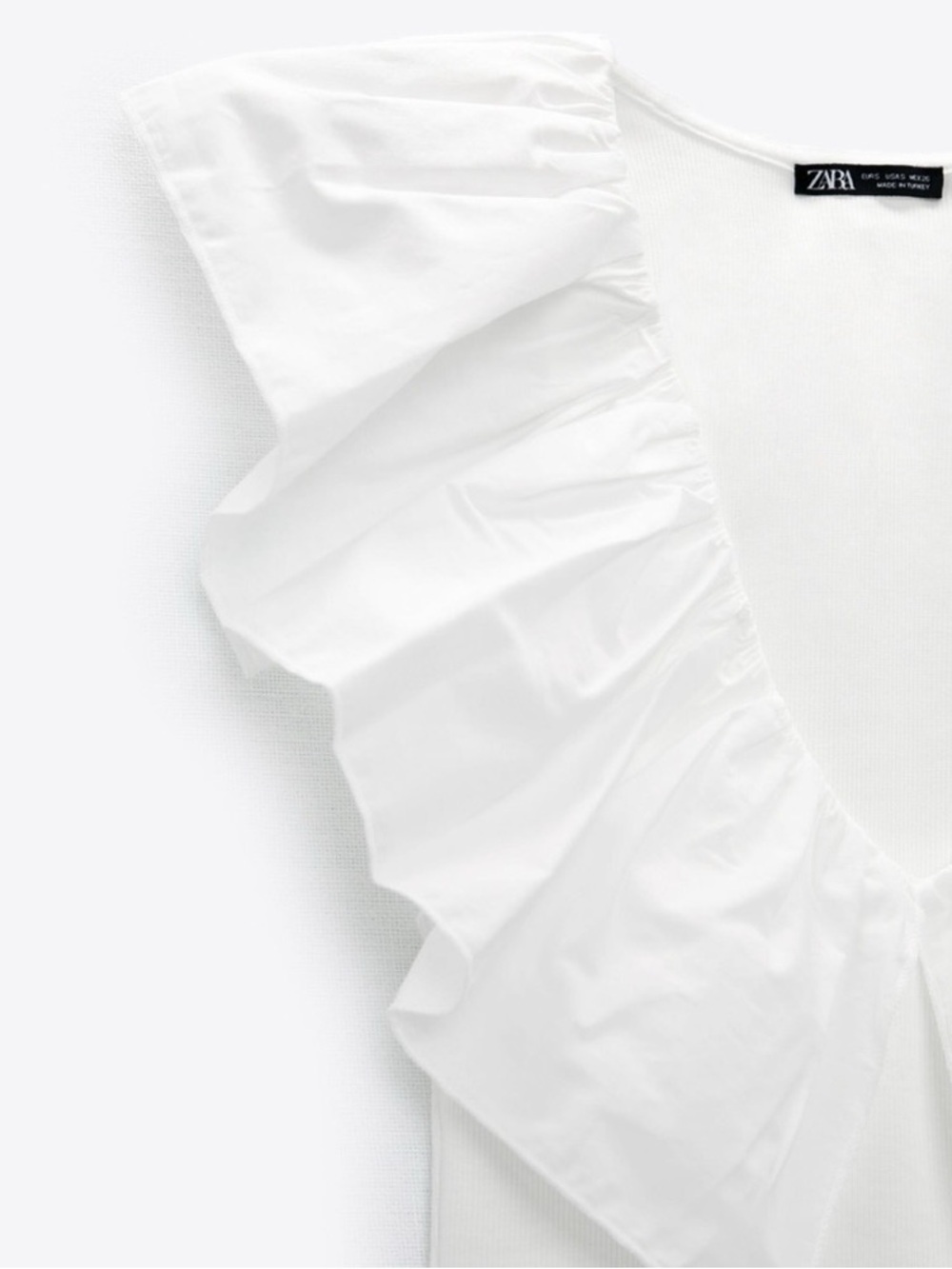 NWT Zara White Ribbed Tank with Ruffle Collar - Picture 9 of 14